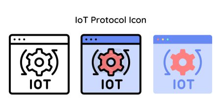 IoT Protocol Icon Related to Internet of Things. Line, Line Color, Flat Style.
