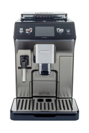 A sleek, modern coffee machine equipped with a digital touch interface and customizable settings