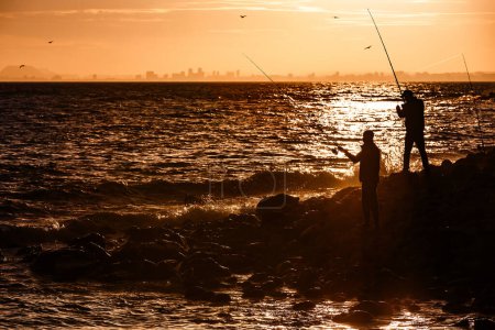 Photo for Fishing in the Amdorio river mouth in Villajoyosa - Royalty Free Image