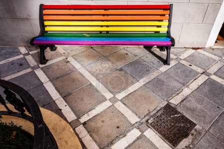 Photo for LGBT bench in the old town of Villajoyosa - Royalty Free Image