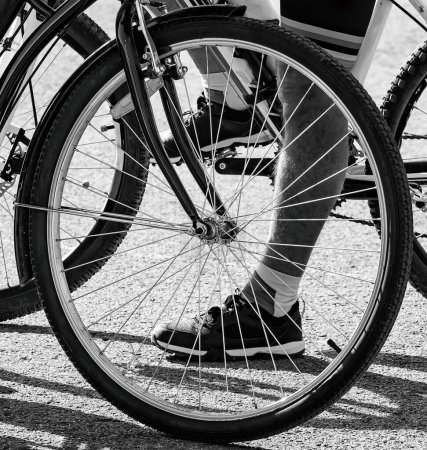 Photo for Bicycle wheels at the Villajoyosa Bike Day - Royalty Free Image