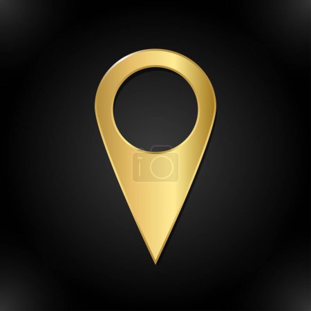 Golden map pointer. Golden marker location icon.