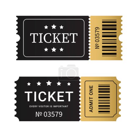 Eintrittskarten kosten einen Eintritt mit Barcode. Passsymbol für den Besucher gesetzt. Vektorillustration