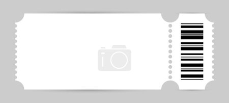 Blank ticket isolated white background. Admission pass or coupon. Vector illustration