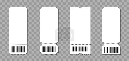 Blank ticket set isolated transparent background. Admission pass or coupon. Vector