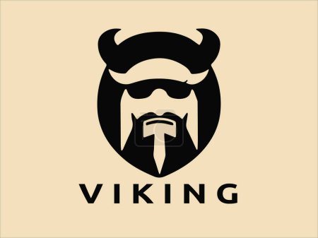 Illustration for Viking logo design icon symbol vector template. human viking logo vector illustration. - Royalty Free Image