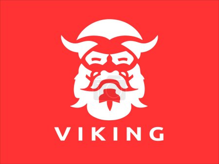 Illustration for Viking logo design icon symbol vector template. human viking logo vector illustration. - Royalty Free Image