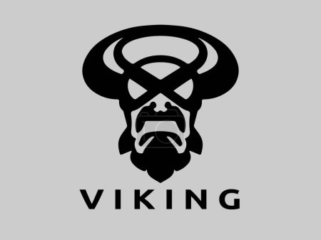 Ilustración de Viking logo design icon symbol vector template. humano vikingo logo vector ilustración. - Imagen libre de derechos