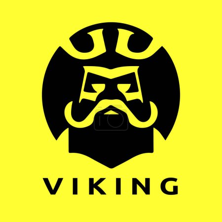 Illustration for Viking logo design icon symbol vector template. Human viking logo vector illustration. - Royalty Free Image