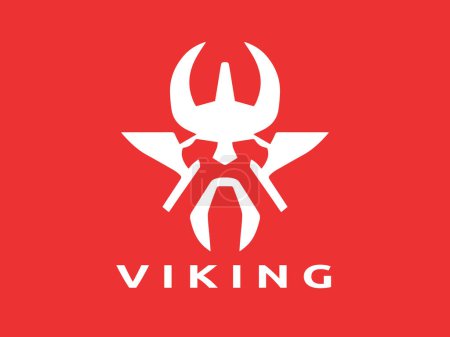 Illustration for Viking Logo Design Vector Template. Human Viking Logo Design Icon Symbol Vector Illustration. - Royalty Free Image