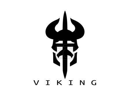 Illustration for Viking Logo Design Vector Template. Human Viking Logo Design Icon Symbol Vector Illustration. - Royalty Free Image