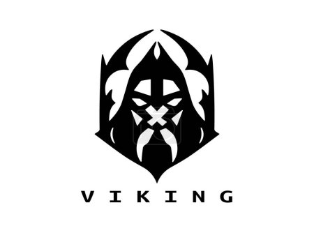 Illustration for Viking head face logo template. Viking Logo Design Vector Template. - Royalty Free Image
