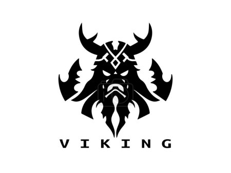 Ilustración de Plantilla de logotipo de cara vikinga. Plantilla de vectores de diseño de logotipo vikingo. - Imagen libre de derechos