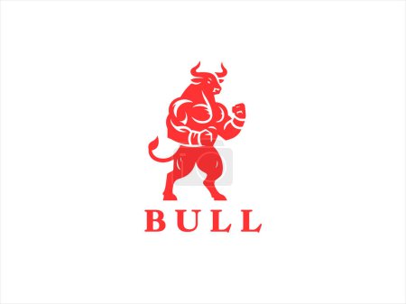 Illustration for Bull Fighting Logo Design Icon Symbol Vector Template. - Royalty Free Image