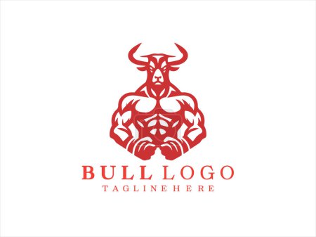 Illustration for Strong Bull logo design icon symbol vector template. - Royalty Free Image