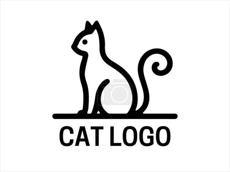 Téléchargez les illustrations : Modèle de conception de logo de chat de lignes minimales - en licence libre de droit