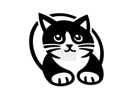 Logo de gato. Icono de cabeza de gato. Logo de cara de gato. Silueta simple. Estilo plano. Cara de gato de dibujos animados. Plantilla de diseño de logotipo. Ilustración vectorial. Concepto de logotipo animal. 