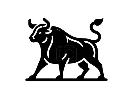 silhouette of a bull with a horn