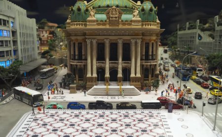 Téléchargez les photos : A l'intérieur du plus grand modèle de chemin de fer du monde Miniatur Wunderland à Hambourg en Allemagne avec Rio de Janeiro au Brésil - en image libre de droit