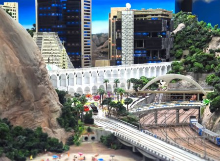 Photo for Inside the biggest model railroad of the world Miniatur Wunderland in Hamburg in Germany with Rio de Janeiro in Brasil - Royalty Free Image