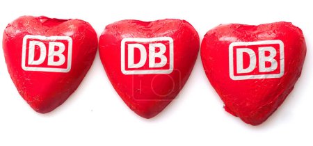Foto de Corazones rojos del ferrocarril federal alemán DB corto hecho de chocolate - Imagen libre de derechos