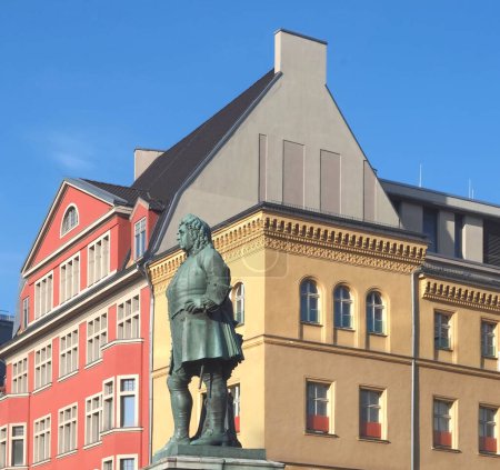 Photo for Statue of baroque musician George Frideric Handel in Halle in Germany - Royalty Free Image