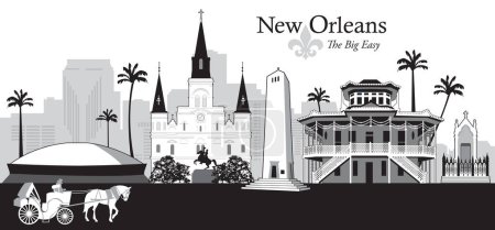 Téléchargez les illustrations : Illustration vectorielle du paysage urbain de la Nouvelle-Orléans, Louisiane, USA - en licence libre de droit