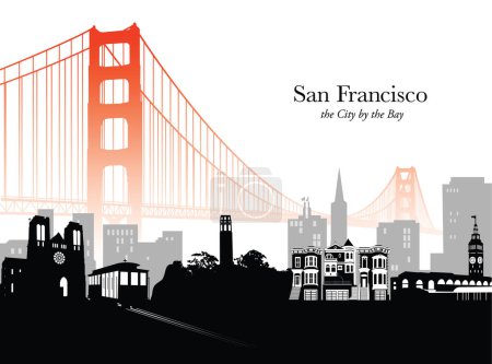 Ilustración de Ilustración vectorial del paisaje urbano de San Francisco, California, EE.UU. - Imagen libre de derechos