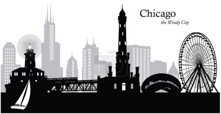 Illustration for Vector illustration of the skyline cityscape of Chicago, Illinois, USA - Royalty Free Image
