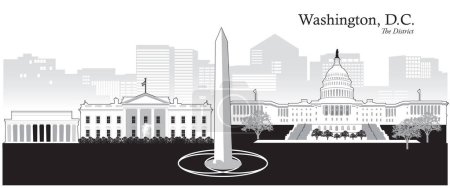 Ilustración de Ilustración vectorial del paisaje urbano del horizonte de Washington, D.C., EE.UU. - Imagen libre de derechos