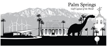 Ilustración de Ilustración vectorial del paisaje urbano de Palm Springs, California, EE.UU. - Imagen libre de derechos