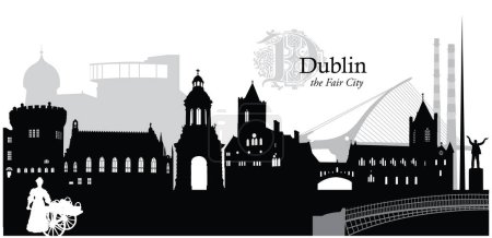 Illustration pour Illustration vectorielle du paysage urbain de Dublin, Irlande - image libre de droit