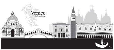 Vector illustration of the skyline cityscape of Venice, Italy