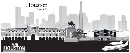Téléchargez les illustrations : Illustration vectorielle du paysage urbain de Houston, Texas - en licence libre de droit
