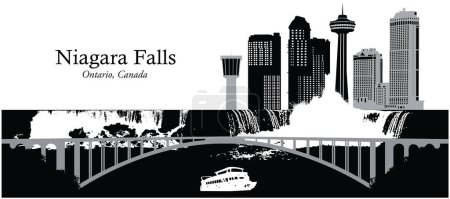 Illustration for Vector illustration of the skyline cityscape of Niagara Falls, Ontario, Canada - Royalty Free Image