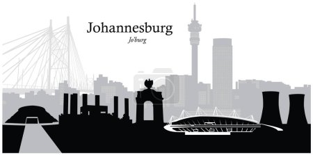 Ilustración vectorial del paisaje urbano de Johannesburgo, Sudáfrica