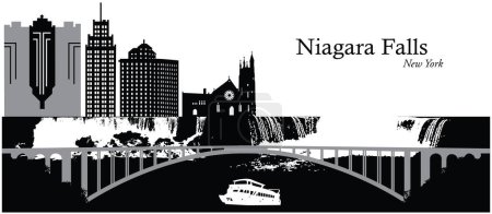 Vector illustration of the skyline cityscape of Niagara Falls, New York