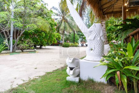 the view and atmosphere of a quiet cottage lodging away from the hustle and bustle of the highway and so private in the bintan area, Indonesia. white sand and clean beaches with beautiful views