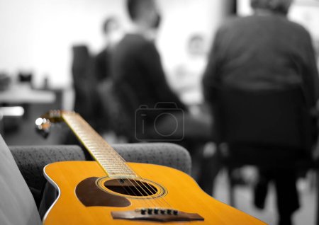 acustic guitar with blackandwhite background