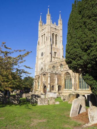 Photo for St Neots parish church clock tower on a beautiful autumn day. High quality photo - Royalty Free Image