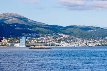The city of Molde Norway from the Fjord . High quality photo
