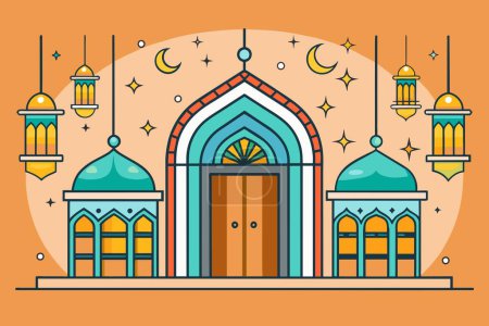 Foto de Una mezquita con una puerta y faroles - Imagen libre de derechos