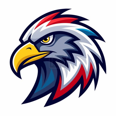 Foto de Una cabeza de águila calva con una raya roja, blanca y azul - Imagen libre de derechos