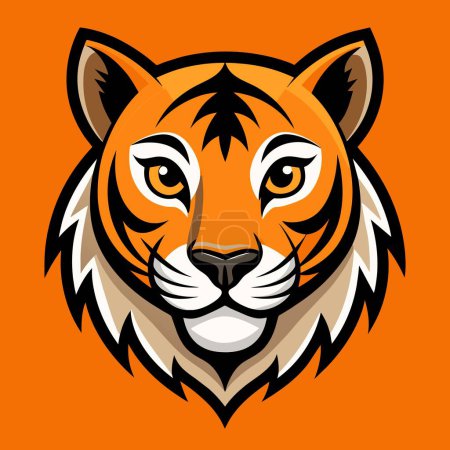 Foto de La cabeza de un tigre sobre un fondo naranja - Imagen libre de derechos