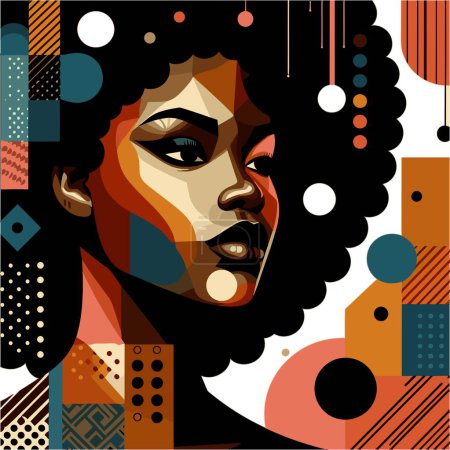 Foto de Mujer africana con formas geométricas coloridas. - Imagen libre de derechos