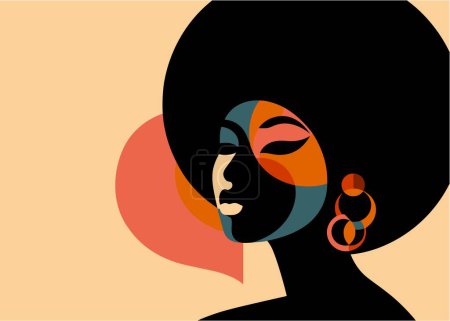 Foto de Mujer de perfil. una mujer afroamericana. perfil femenino. ilustración vectorial plana. - Imagen libre de derechos