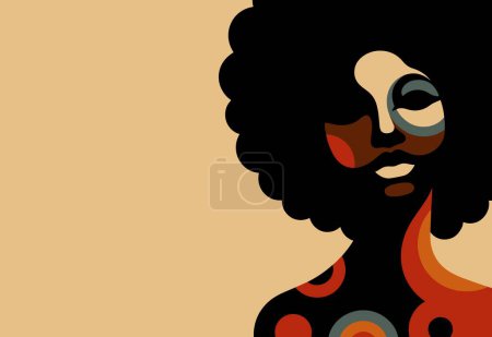 Foto de Retrato de mujer africana. mujer africana con peinado abstracto y pelo afro, afro girl. vector ilustración plana - Imagen libre de derechos