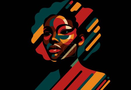 Foto de Mujer africana en patrón abstracto, ilustración de arte vectorial, mujer africana, retrato, mujer africana - Imagen libre de derechos