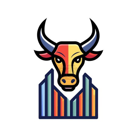 Foto de Una cabeza de toro con un traje colorido en - Imagen libre de derechos