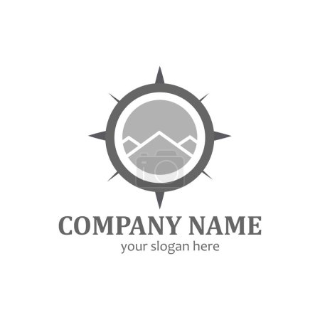 Photo for Outdoor logo with compass concept and mountain design.simple logo - Royalty Free Image